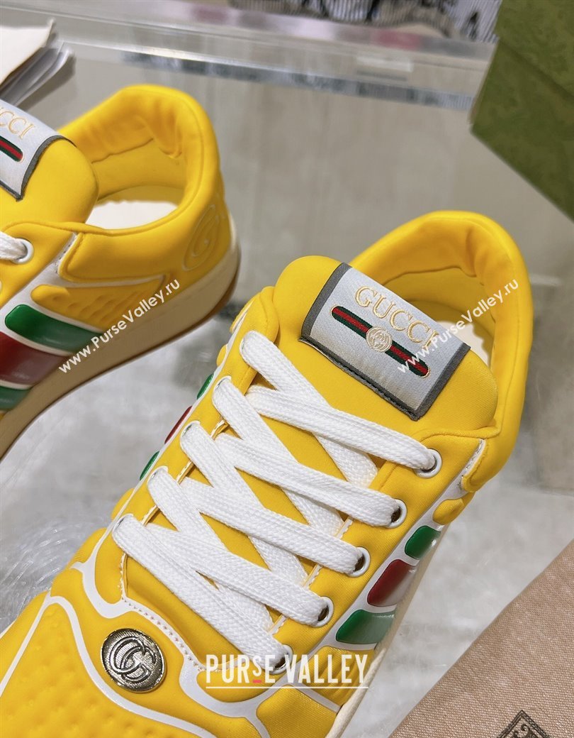 Gucci Screener Trainer Sneakers in Yellow Neoprene with Web 2024 (SS-241119119)