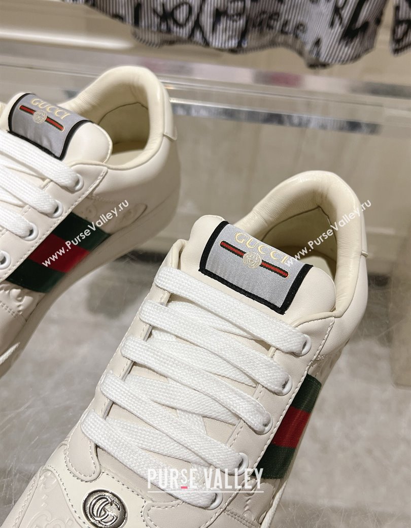 Gucci Screener Trainer Sneakers in White GG Leather with Web 2024 (SS-241119121)