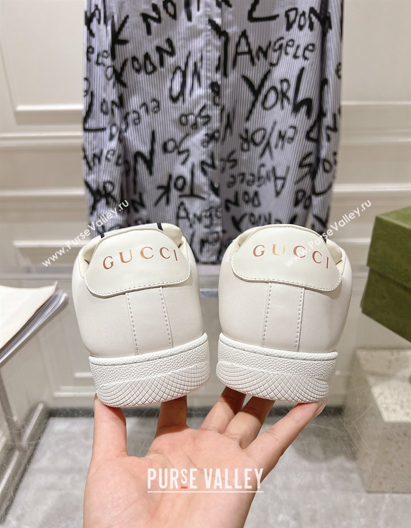 Gucci Screener Trainer Sneakers in White GG Leather with Web 2024 (SS-241119121)