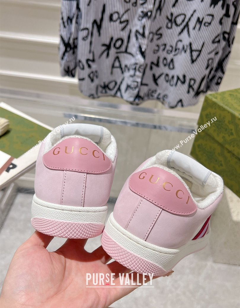 Gucci Screener Trainer Sneakers in GG Canvas and Leather with Web White/Light Pink 2024 (SS-241119122)