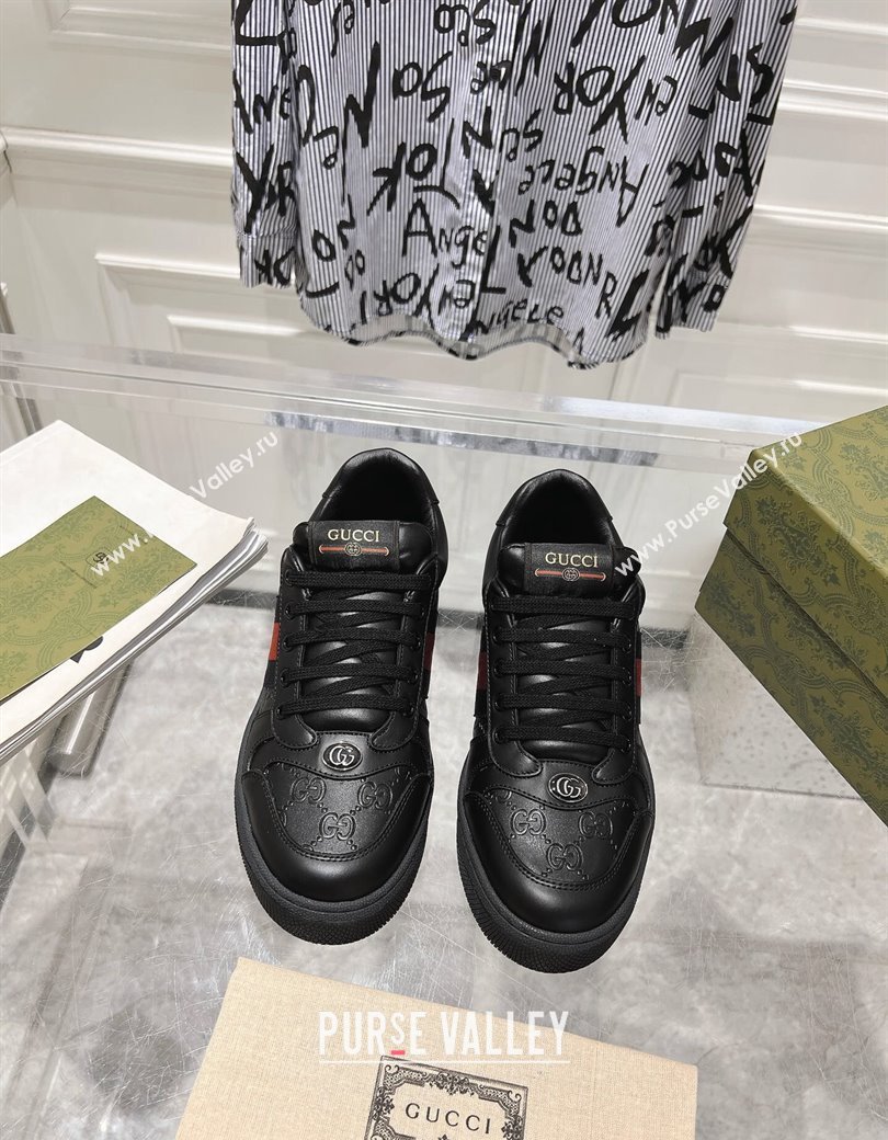 Gucci Screener Trainer Sneakers in Black GG Leather with Web 2024 (SS-241119123)