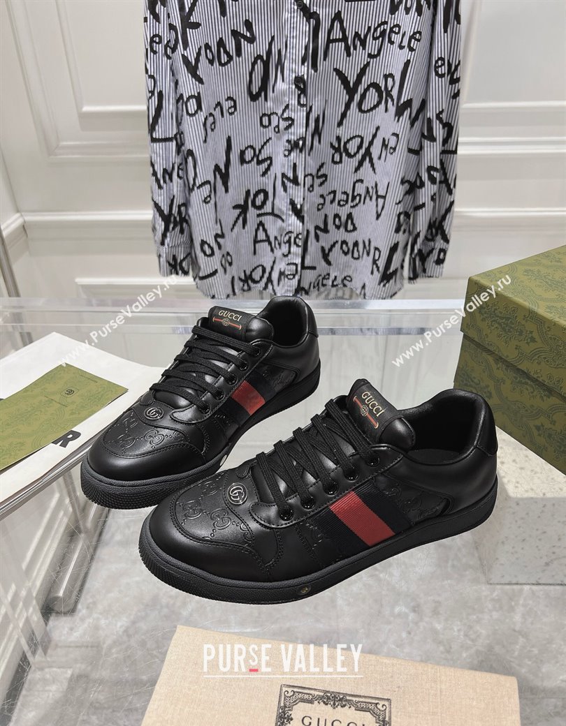 Gucci Screener Trainer Sneakers in Black GG Leather with Web 2024 (SS-241119123)