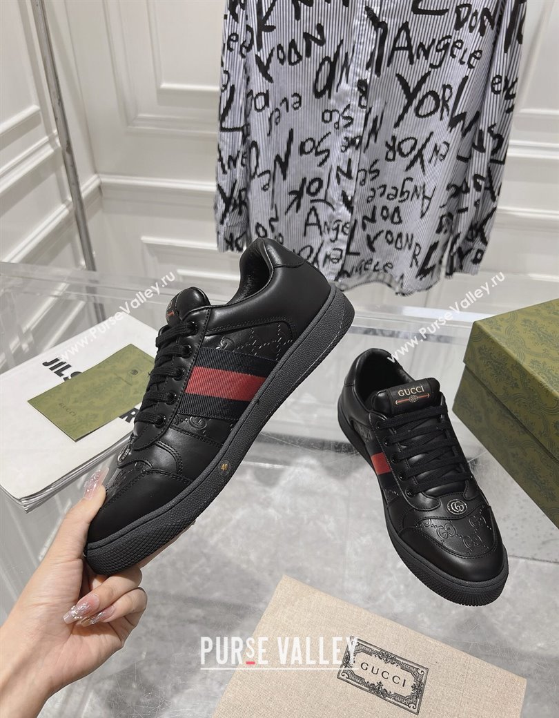 Gucci Screener Trainer Sneakers in Black GG Leather with Web 2024 (SS-241119123)