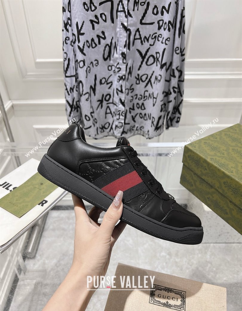 Gucci Screener Trainer Sneakers in Black GG Leather with Web 2024 (SS-241119123)