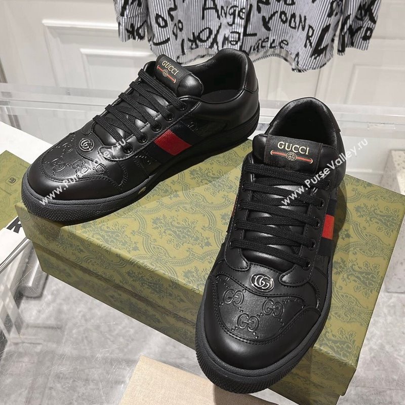 Gucci Screener Trainer Sneakers in Black GG Leather with Web 2024 (SS-241119123)