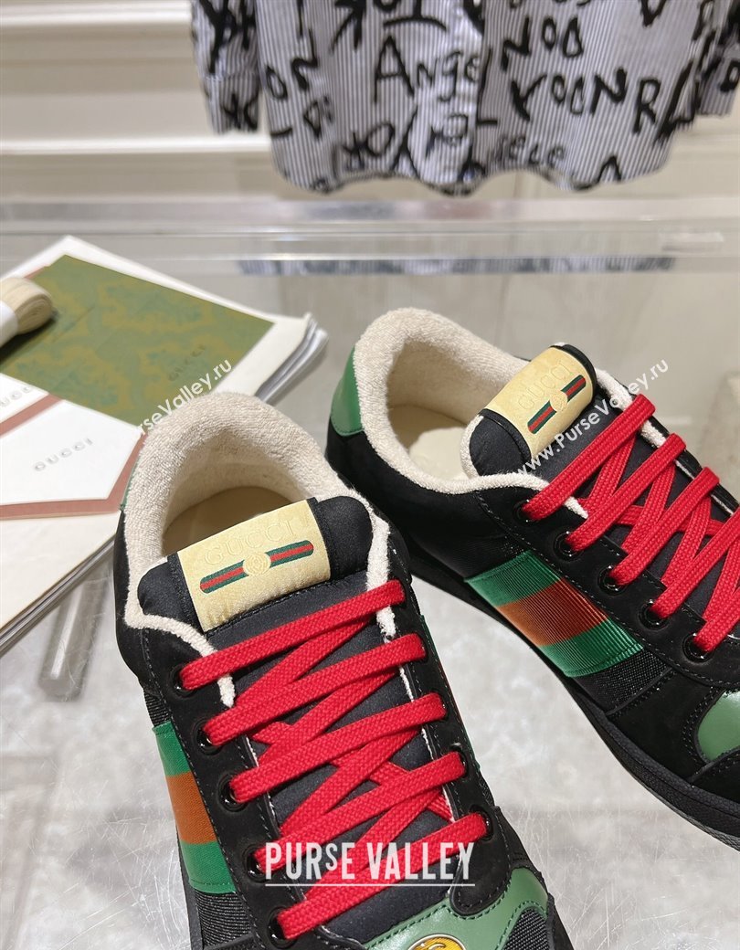 Gucci Screener Trainer Sneakers in Suede and Fabric with Web Black 2024 (SS-241119132)