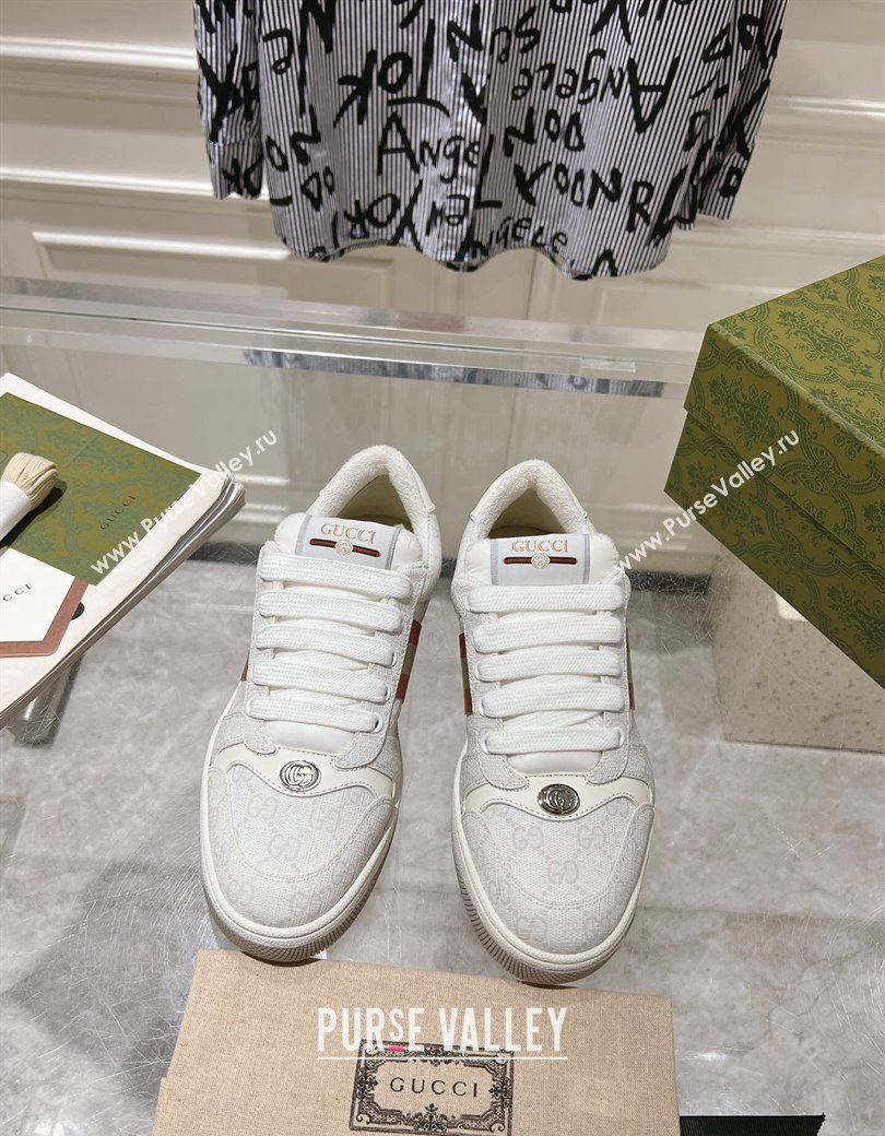 Gucci Screener Trainer Sneakers in GG Canvas with Web White 2024 1119 (SS-241119134)