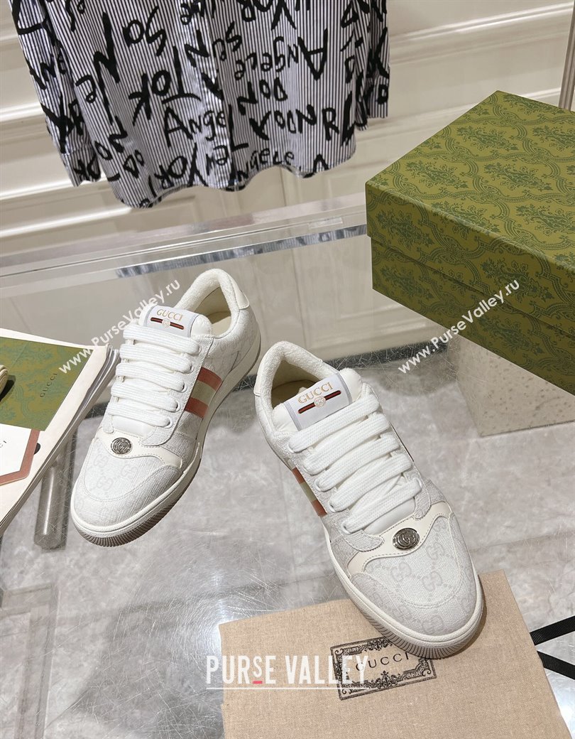 Gucci Screener Trainer Sneakers in GG Canvas with Web White 2024 1119 (SS-241119134)