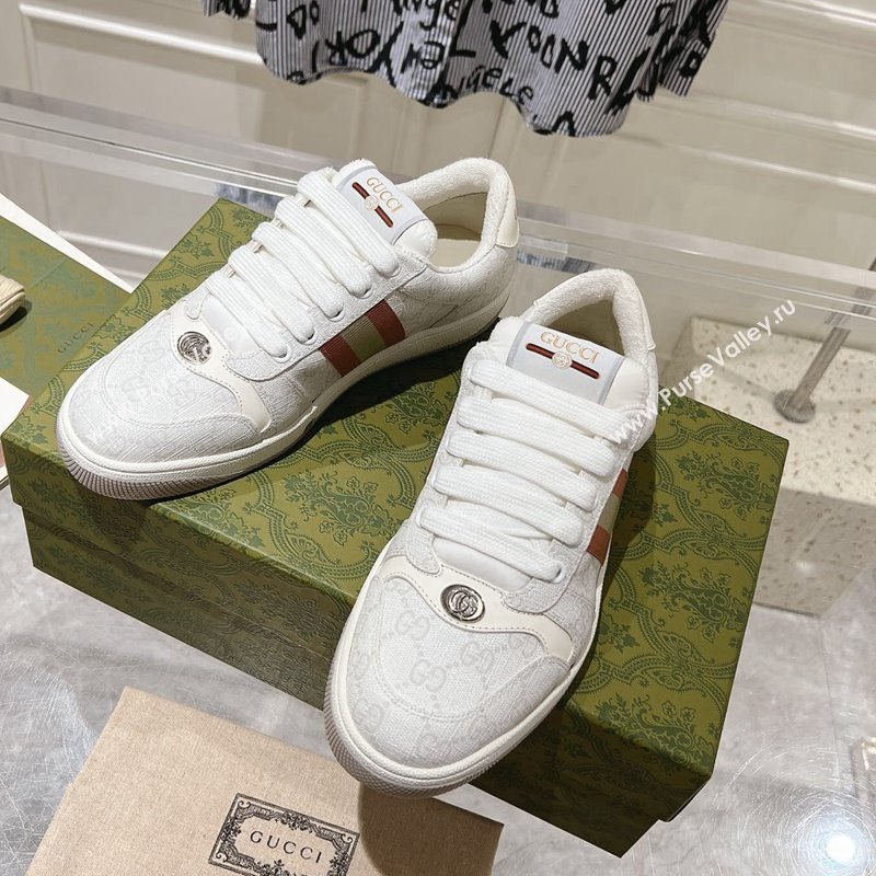 Gucci Screener Trainer Sneakers in GG Canvas with Web White 2024 1119 (SS-241119134)