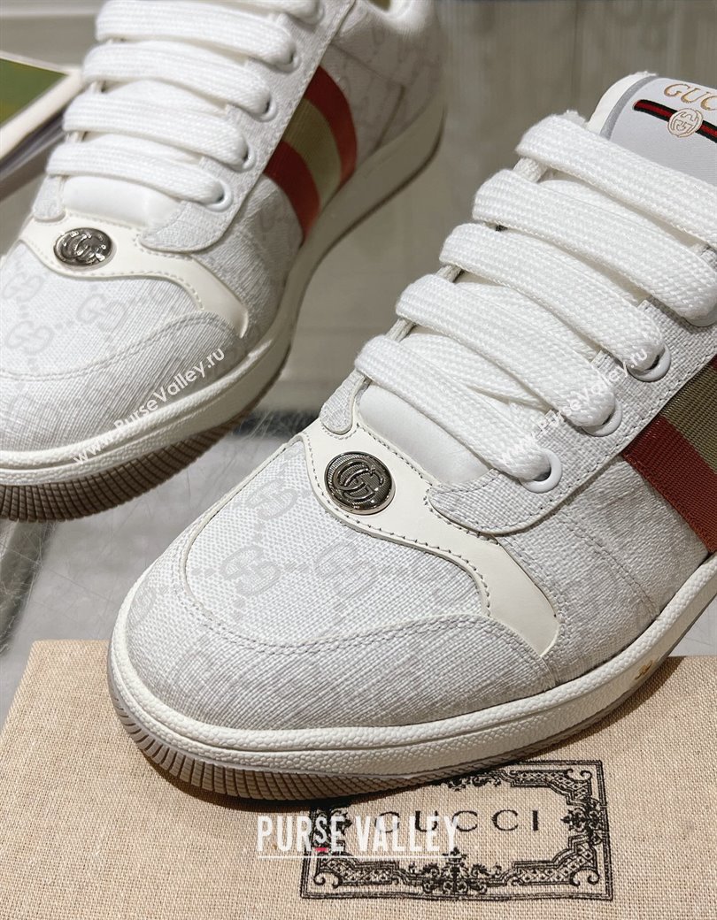 Gucci Screener Trainer Sneakers in GG Canvas with Web White 2024 1119 (SS-241119134)