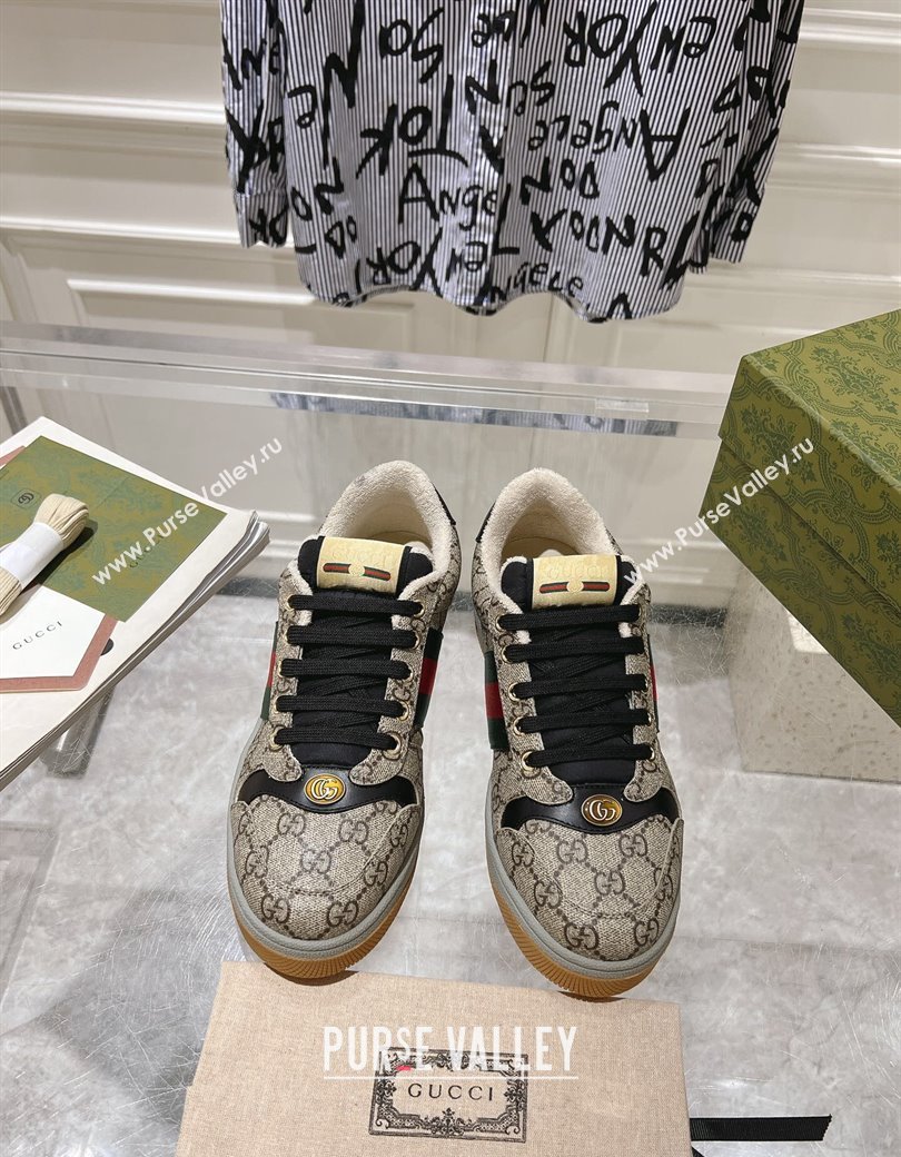 Gucci Screener Trainer Sneakers in GG Canvas with Web Beige/Black 2024 1119 (SS-241119135)