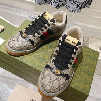 Gucci Screener Trainer Sneakers in GG Canvas with Web Beige/Black 2024 1119 (SS-241119135)