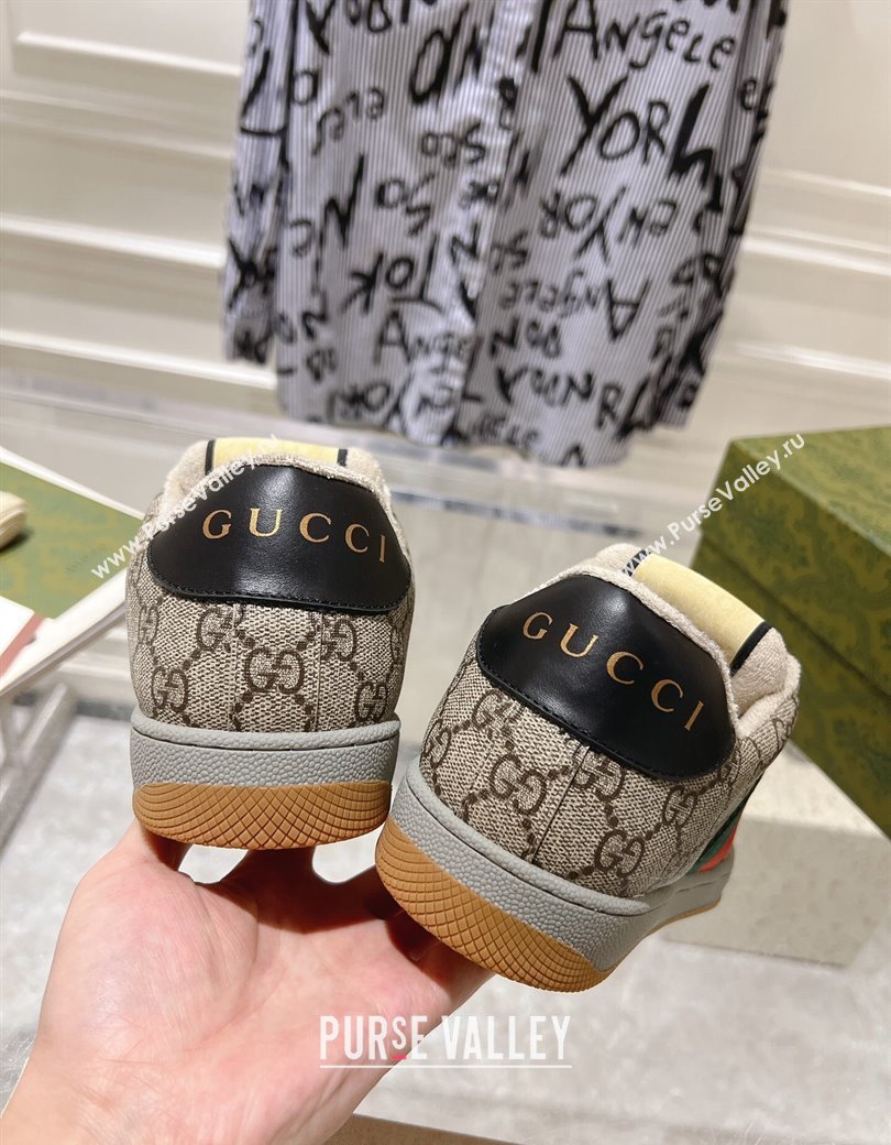 Gucci Screener Trainer Sneakers in GG Canvas with Web Beige/Black 2024 1119 (SS-241119135)