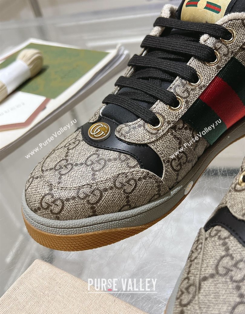 Gucci Screener Trainer Sneakers in GG Canvas with Web Beige/Black 2024 1119 (SS-241119135)