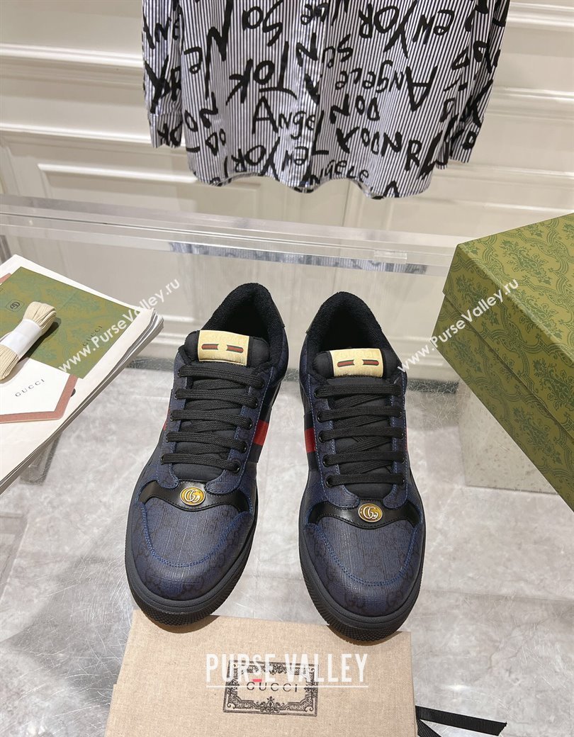 Gucci Screener Trainer Sneakers in GG Canvas with Web Black2 2024 1119 (SS-241119136)