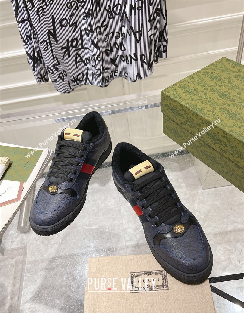 Gucci Screener Trainer Sneakers in GG Canvas with Web Black2 2024 1119 (SS-241119136)