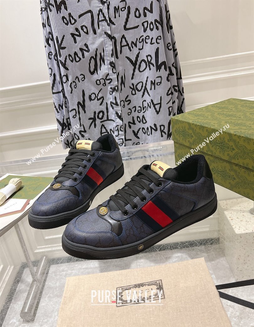 Gucci Screener Trainer Sneakers in GG Canvas with Web Black2 2024 1119 (SS-241119136)