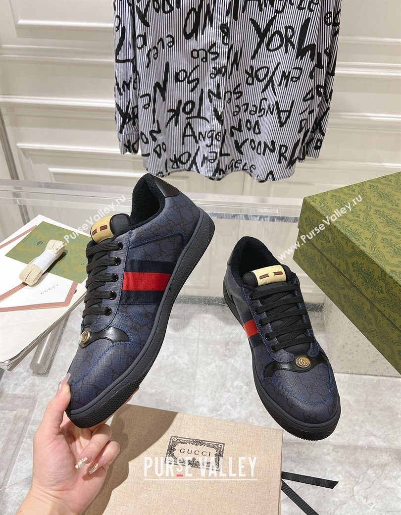 Gucci Screener Trainer Sneakers in GG Canvas with Web Black2 2024 1119 (SS-241119136)