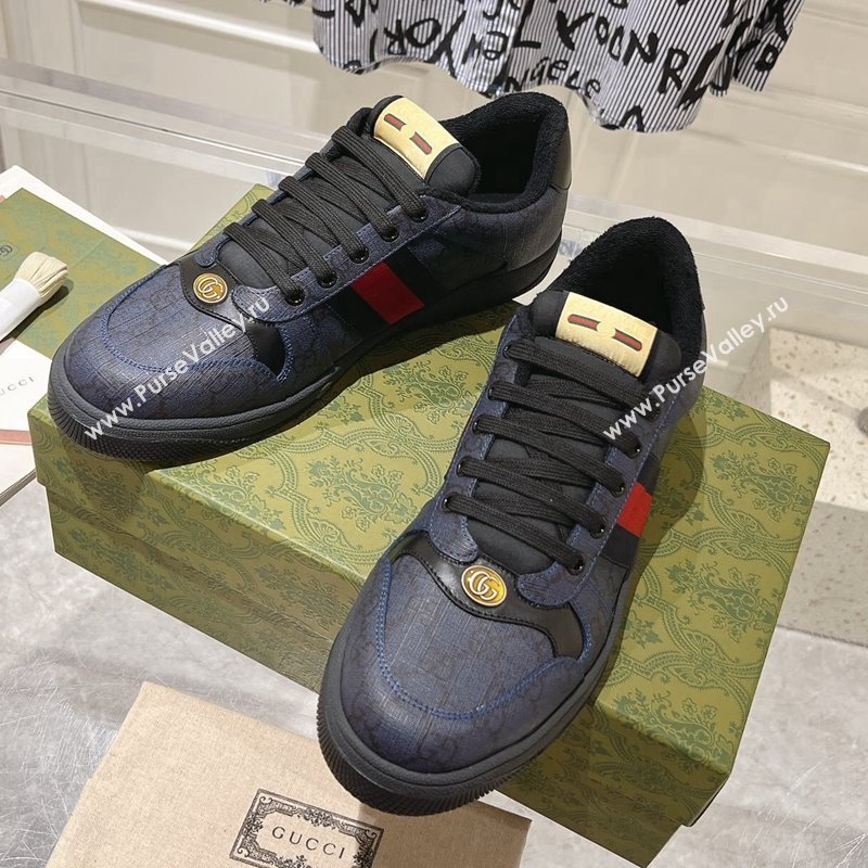 Gucci Screener Trainer Sneakers in GG Canvas with Web Black2 2024 1119 (SS-241119136)