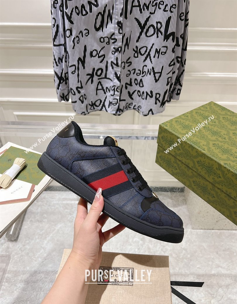 Gucci Screener Trainer Sneakers in GG Canvas with Web Black2 2024 1119 (SS-241119136)