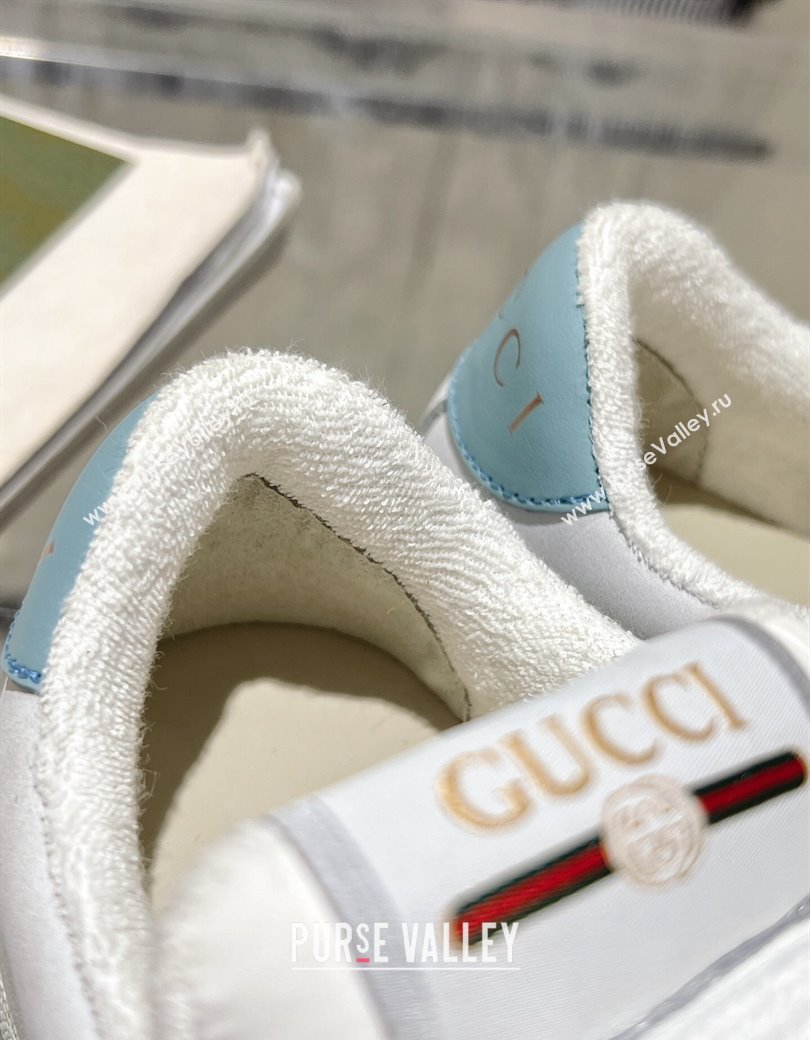 Gucci Screener Trainer Sneakers in Suede and GG Canvas with Web Light Grey/White 2024 (SS-241119145)