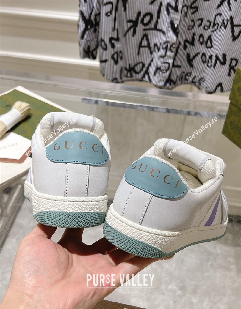 Gucci Screener Trainer Sneakers in Suede and GG Canvas with Web Light Grey/White 2024 (SS-241119145)