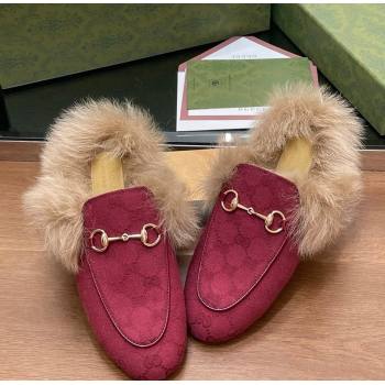 Gucci GG Canvas and Wool Flat Slippers Red 2024 1119 (SS-241119152)