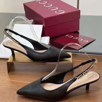 Gucci Signoria Slingback Pumps 4.5cm in Calfskin Leather Black 2024 782832 (SS-241119157)