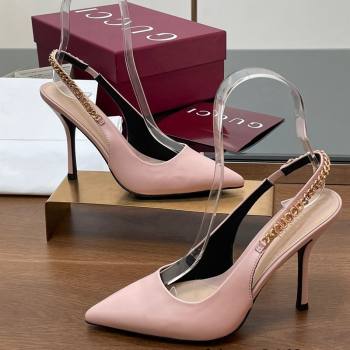 Gucci Signoria Slingback Pumps 10.5cm in Calfskin Leather Light Pink 2024 782832 (SS-241119162)