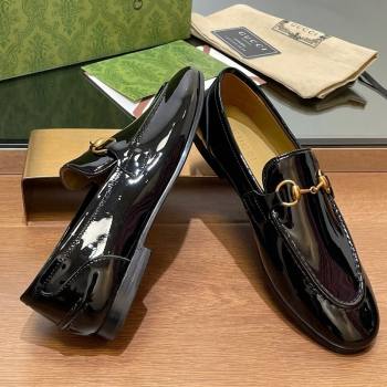 Gucci Womens Jordaan Patent Leather Loafers Black 2024 GG111906 (KL-241119075)