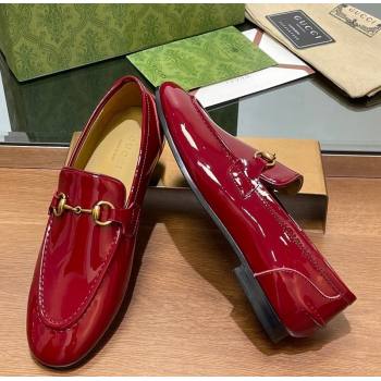 Gucci Womens Jordaan Patent Leather Loafers Red 2024 GG111906 (KL-241119076)