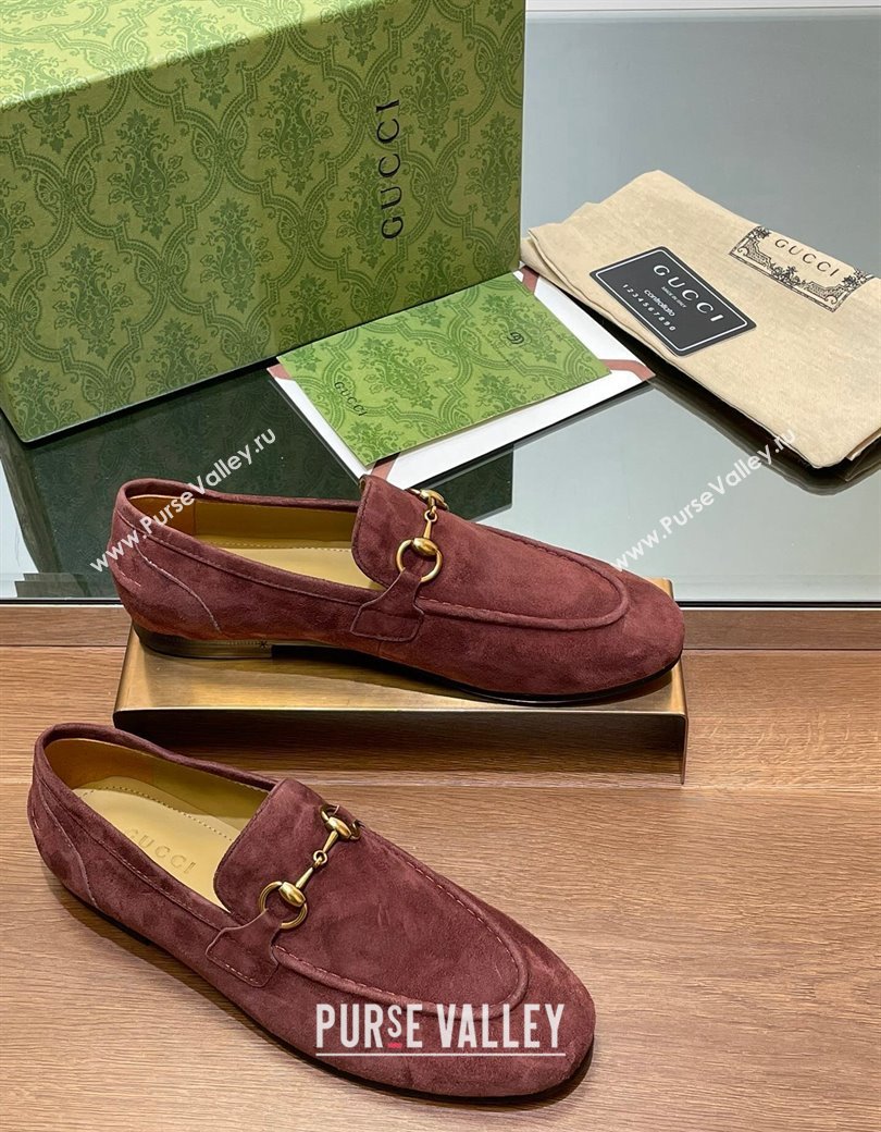 Gucci Womens Jordaan Suede Loafers Brown 2024 GG111906 (KL-241119081)