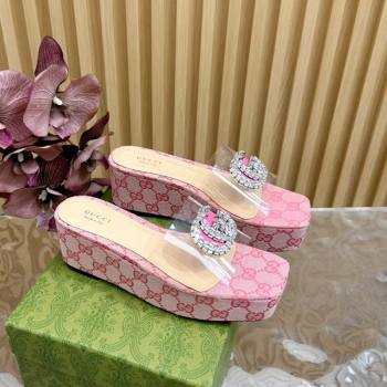 Gucci GG Canvas and PVC Platform Slide Sandals 6.5cm Pink 2024 GG111905 (MD-241119068)