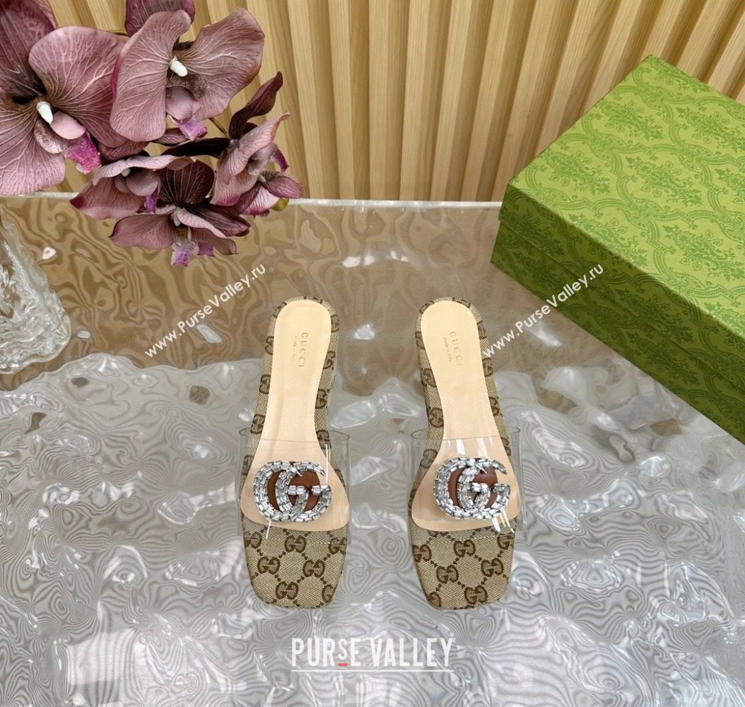 Gucci GG Canvas and PVC Platform Slide Sandals 6.5cm Beige 2024 GG111905 (MD-241119069)