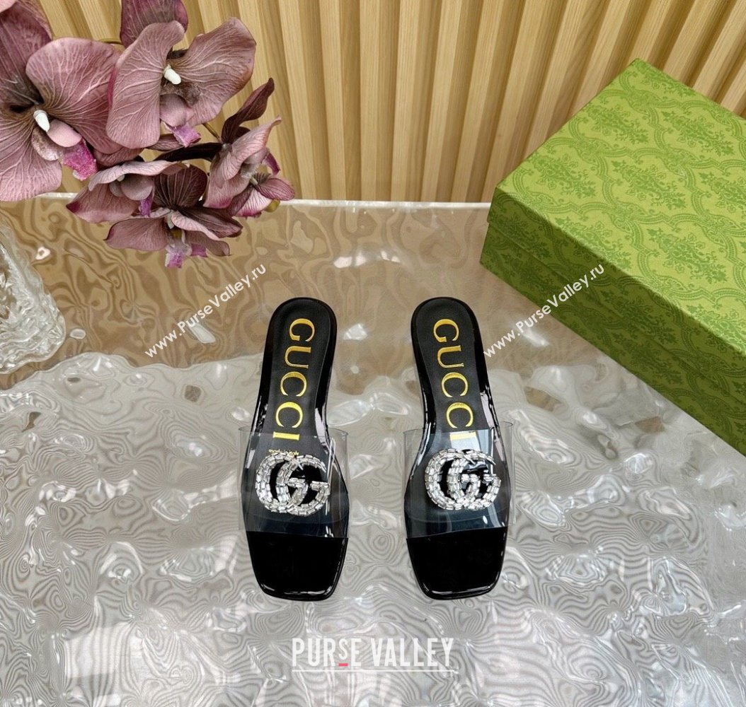 Gucci Patent Leather and PVC Platform Slide Sandals 6.5cm Black 2024 GG111905 (MD-241119071)