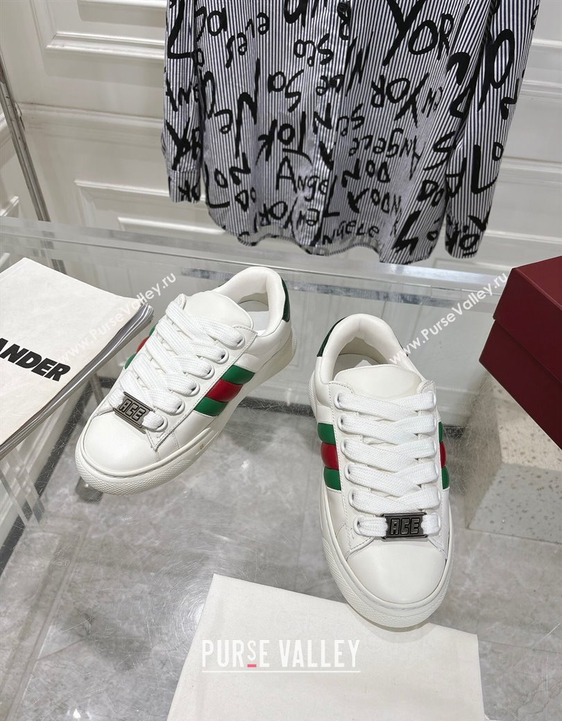 Gucci Calf Leather Ace Sneakers White 2024 806633 (SS-241119100)