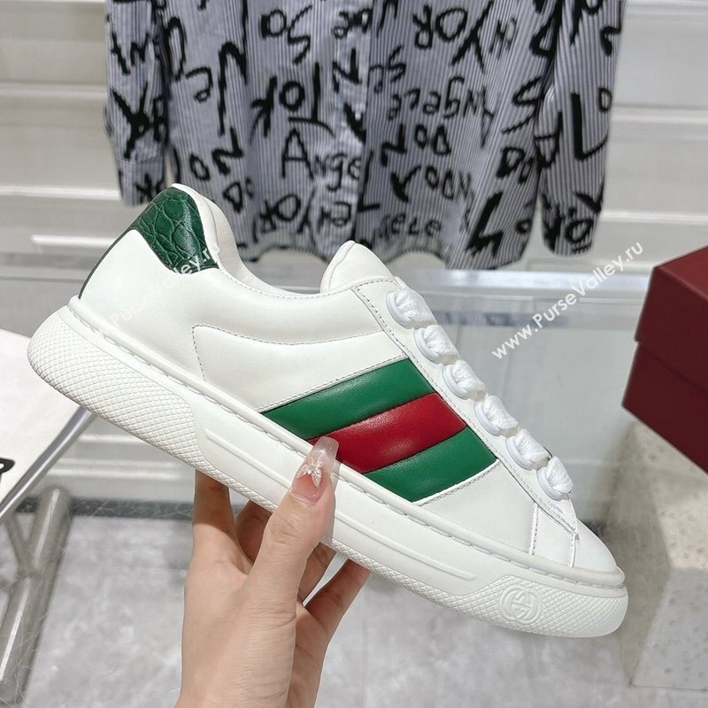 Gucci Calf Leather Ace Sneakers White 2024 806633 (SS-241119100)