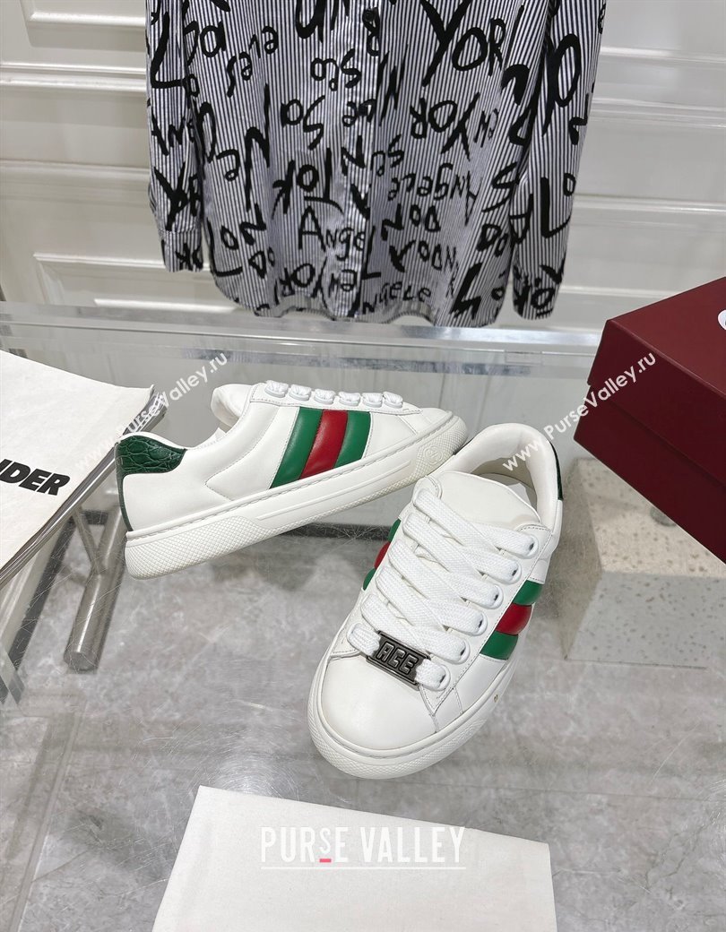 Gucci Calf Leather Ace Sneakers White 2024 806633 (SS-241119100)