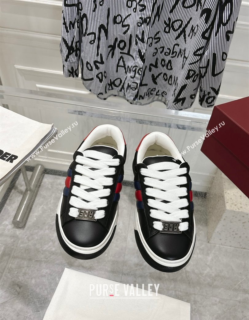 Gucci Calf Leather Ace Sneakers Black 2024 806633 (SS-241119101)