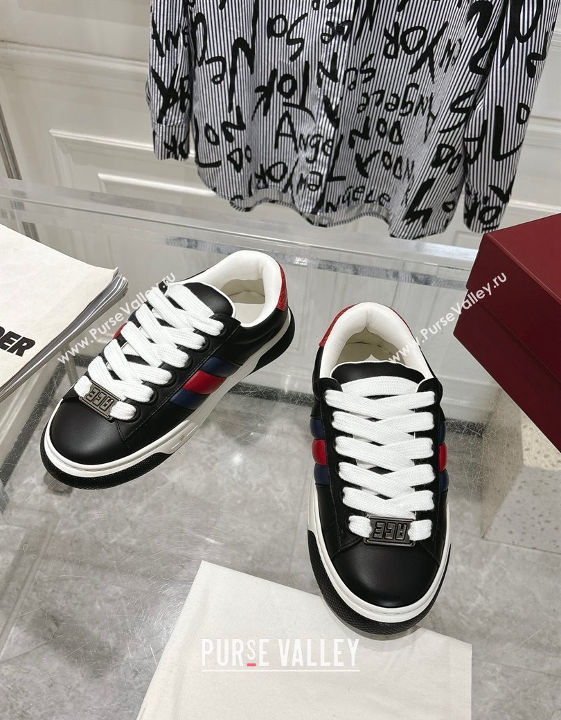 Gucci Calf Leather Ace Sneakers Black 2024 806633 (SS-241119101)