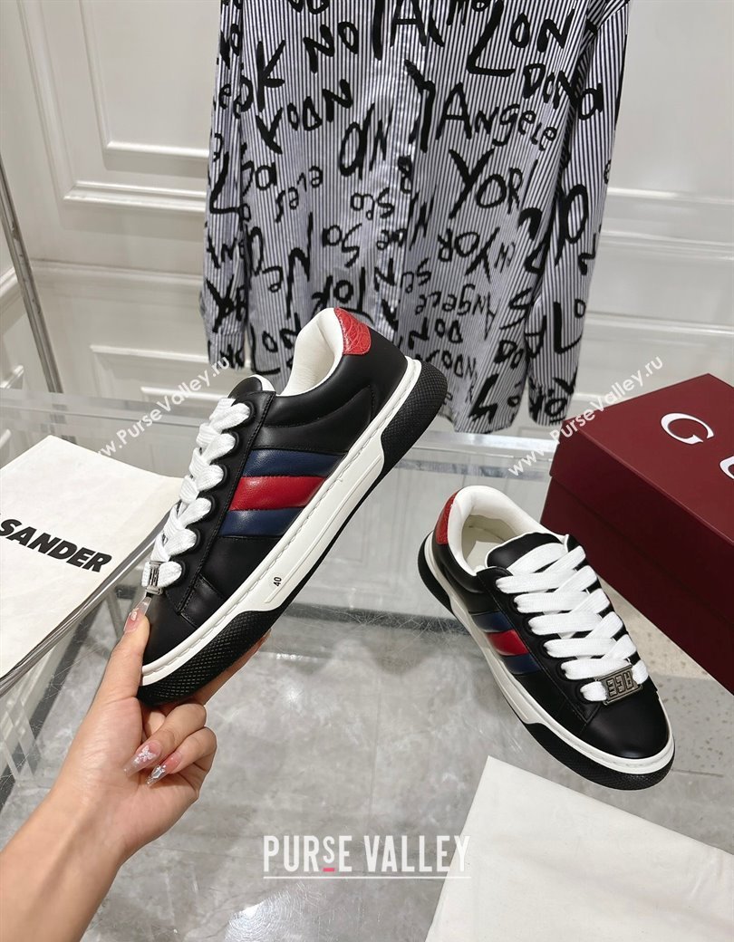 Gucci Calf Leather Ace Sneakers Black 2024 806633 (SS-241119101)