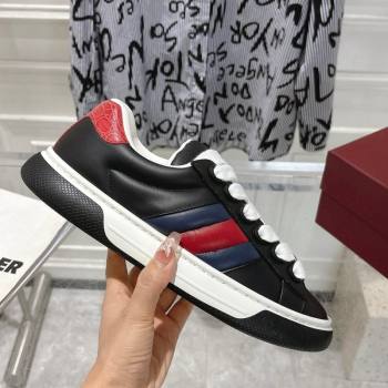 Gucci Calf Leather Ace Sneakers Black 2024 806633 (SS-241119101)