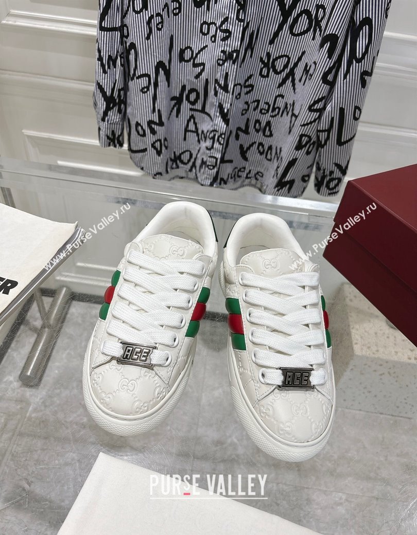 Gucci GG Leather Ace Sneakers White 2024 806633 (SS-241119102)