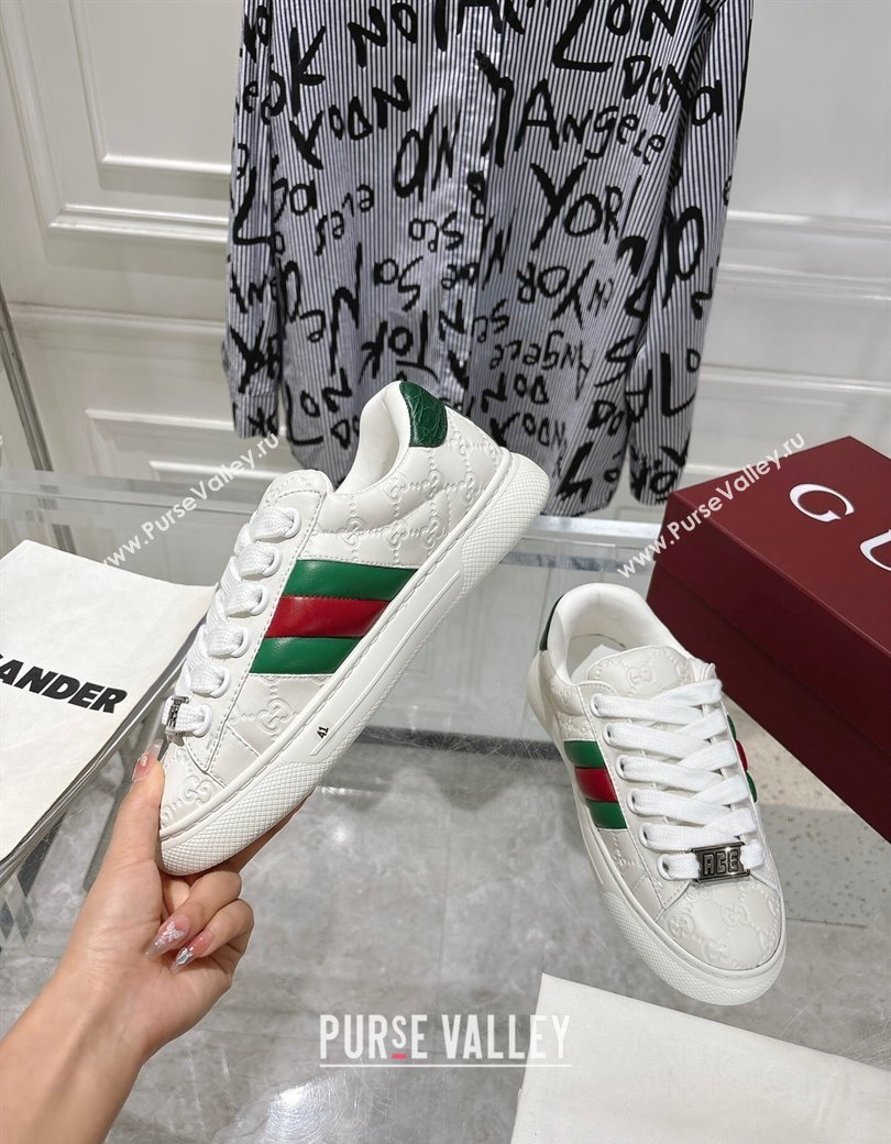 Gucci GG Leather Ace Sneakers White 2024 806633 (SS-241119102)