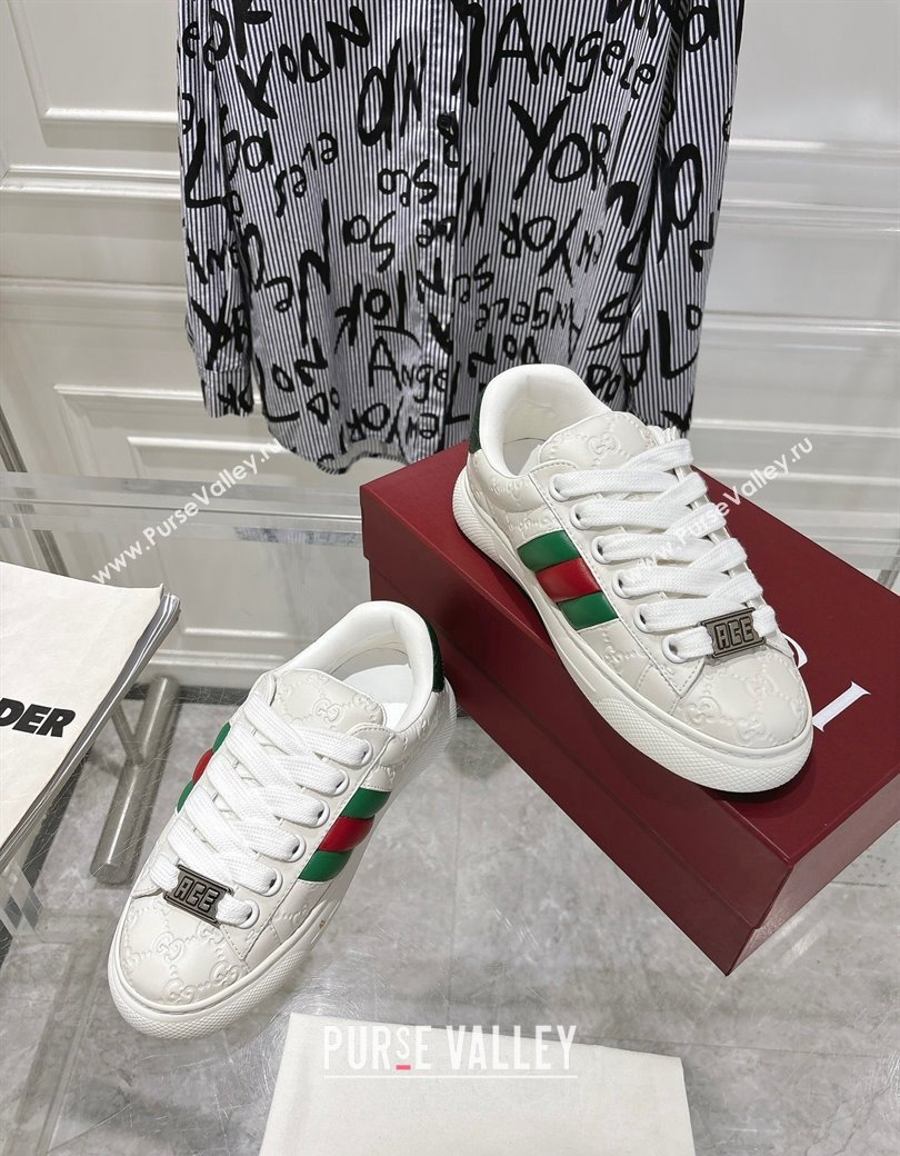 Gucci GG Leather Ace Sneakers White 2024 806633 (SS-241119102)