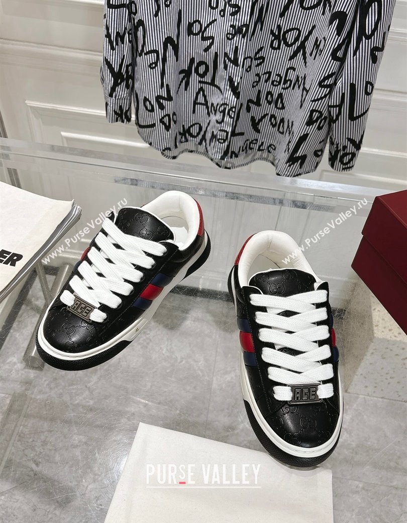 Gucci GG Leather Ace Sneakers Black 2024 806633 (SS-241119103)