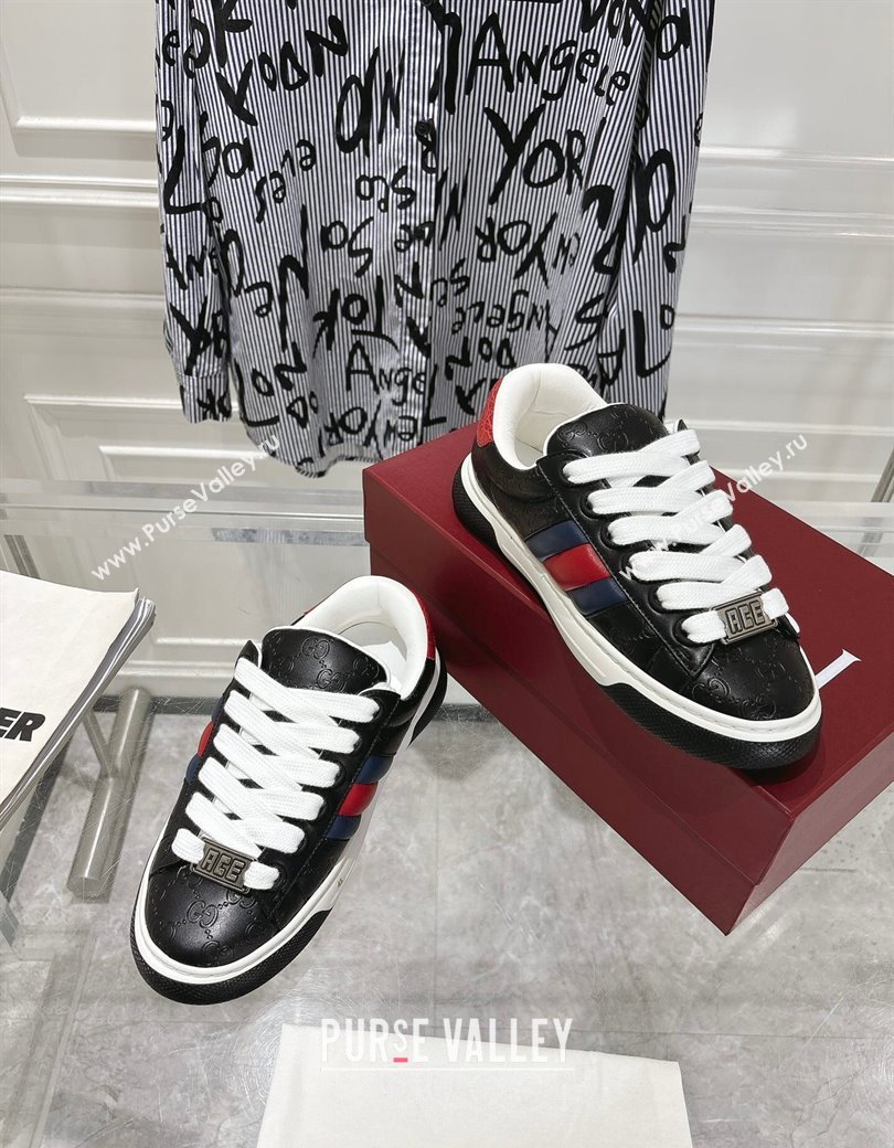 Gucci GG Leather Ace Sneakers Black 2024 806633 (SS-241119103)