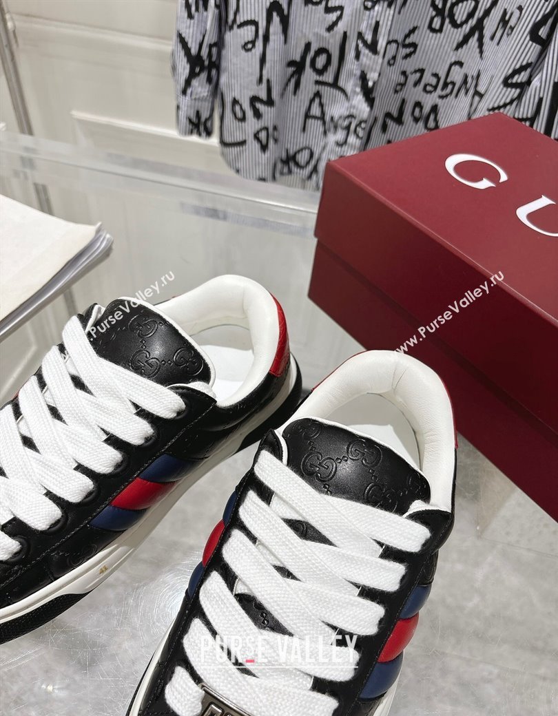 Gucci GG Leather Ace Sneakers Black 2024 806633 (SS-241119103)