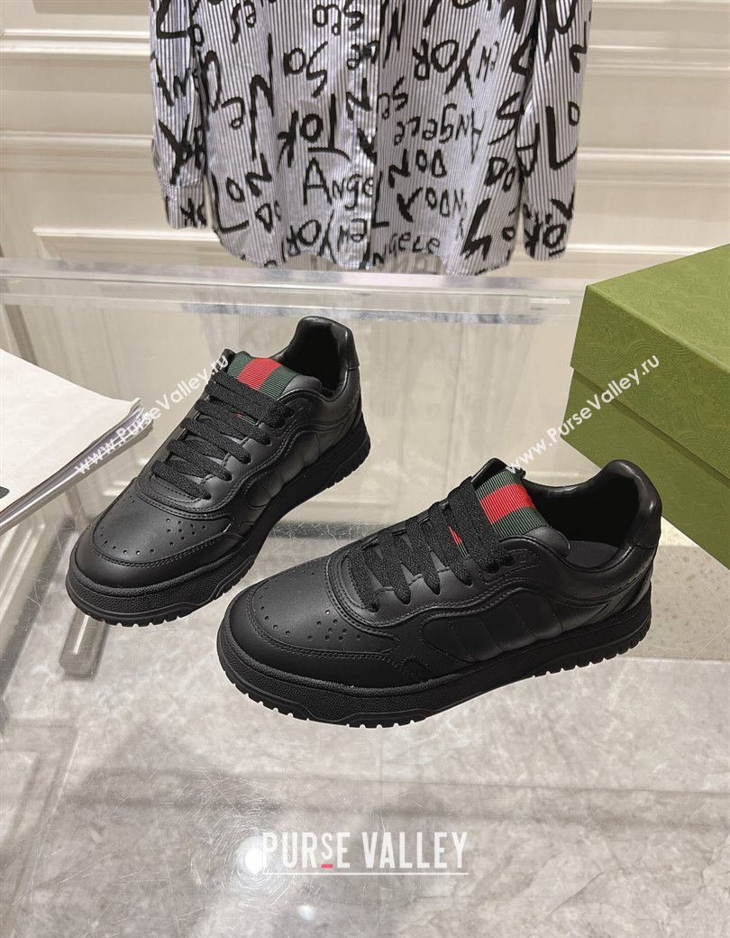 Gucci Re-Web Sneakers in Leather Black/Web 2024 ‎785452 (SS-241119104)