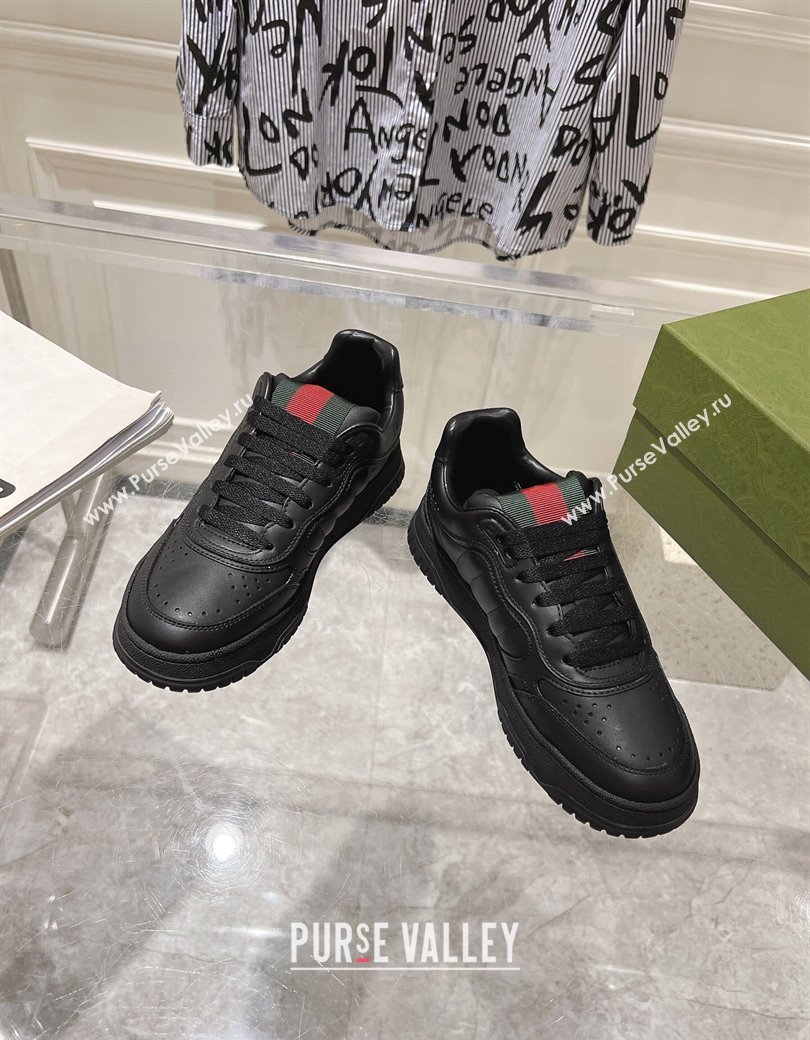 Gucci Re-Web Sneakers in Leather Black/Web 2024 ‎785452 (SS-241119104)